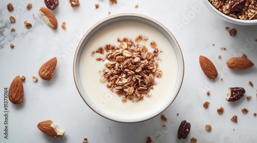 Granola and almond milk