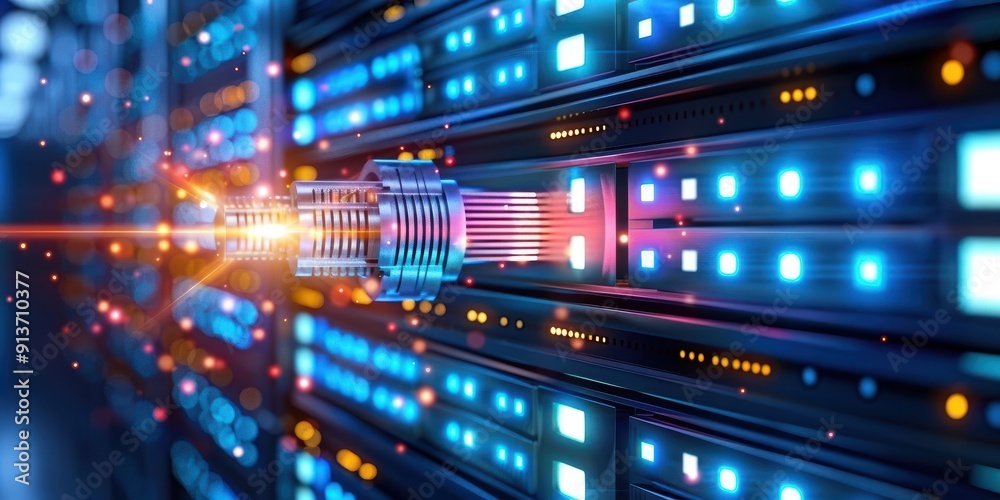 Futuristic data center with glowing servers and vibrant lights showcasing advanced technology and connectivity. Futuristic data center with glowing servers and vibrant lights showcasing advanced technology and connectivity.