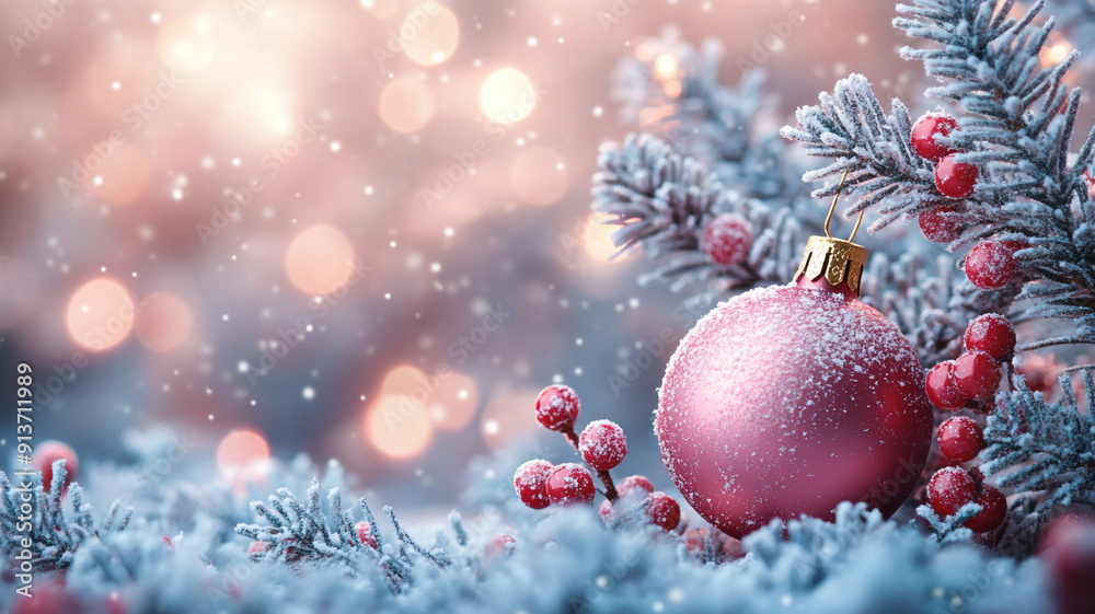 Obraz premium Christmas greeting background in pastel colors.