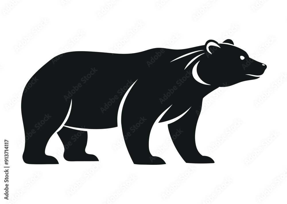 Fototapeta premium bear Silhouette on White Background