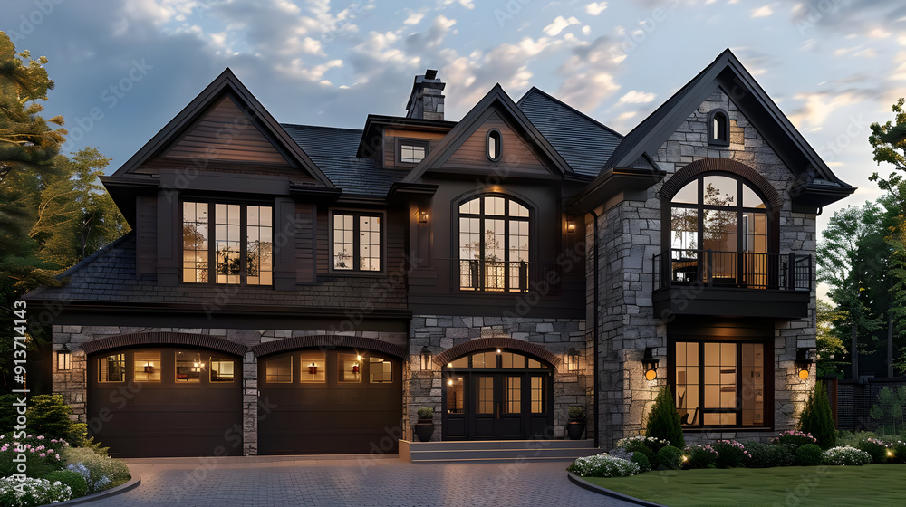 Modern Luxury Home Exterior 3D Illustration Modern Luxury Home Exterior 3D Illustration