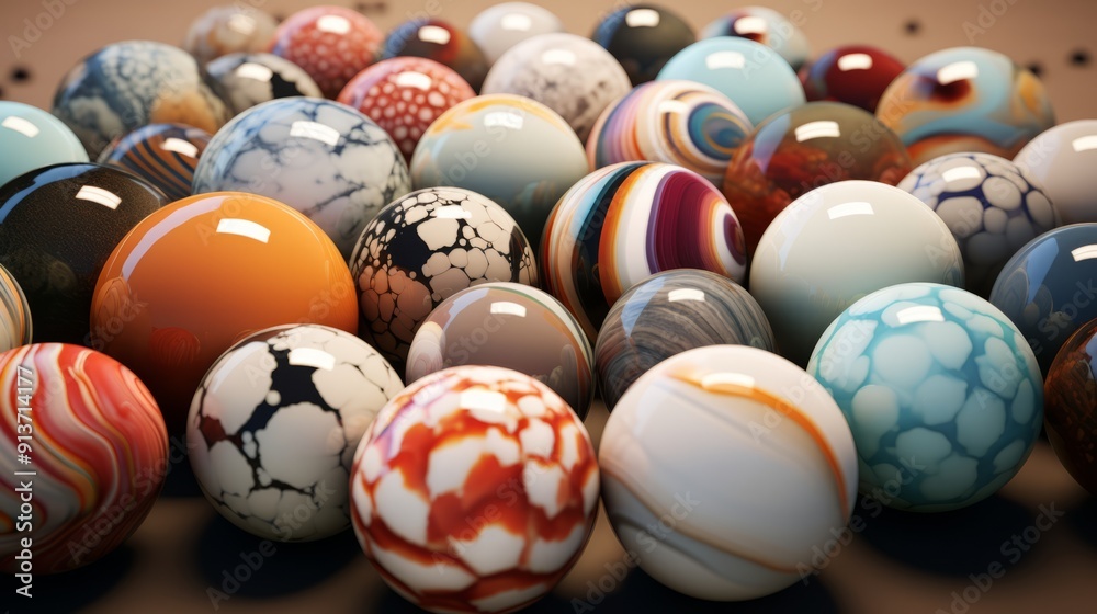 Naklejka premium Collection of sports balls arranged on rustic wooden surface, including football, basketball, tennis ball, baseball, volleyball, and soccer ball