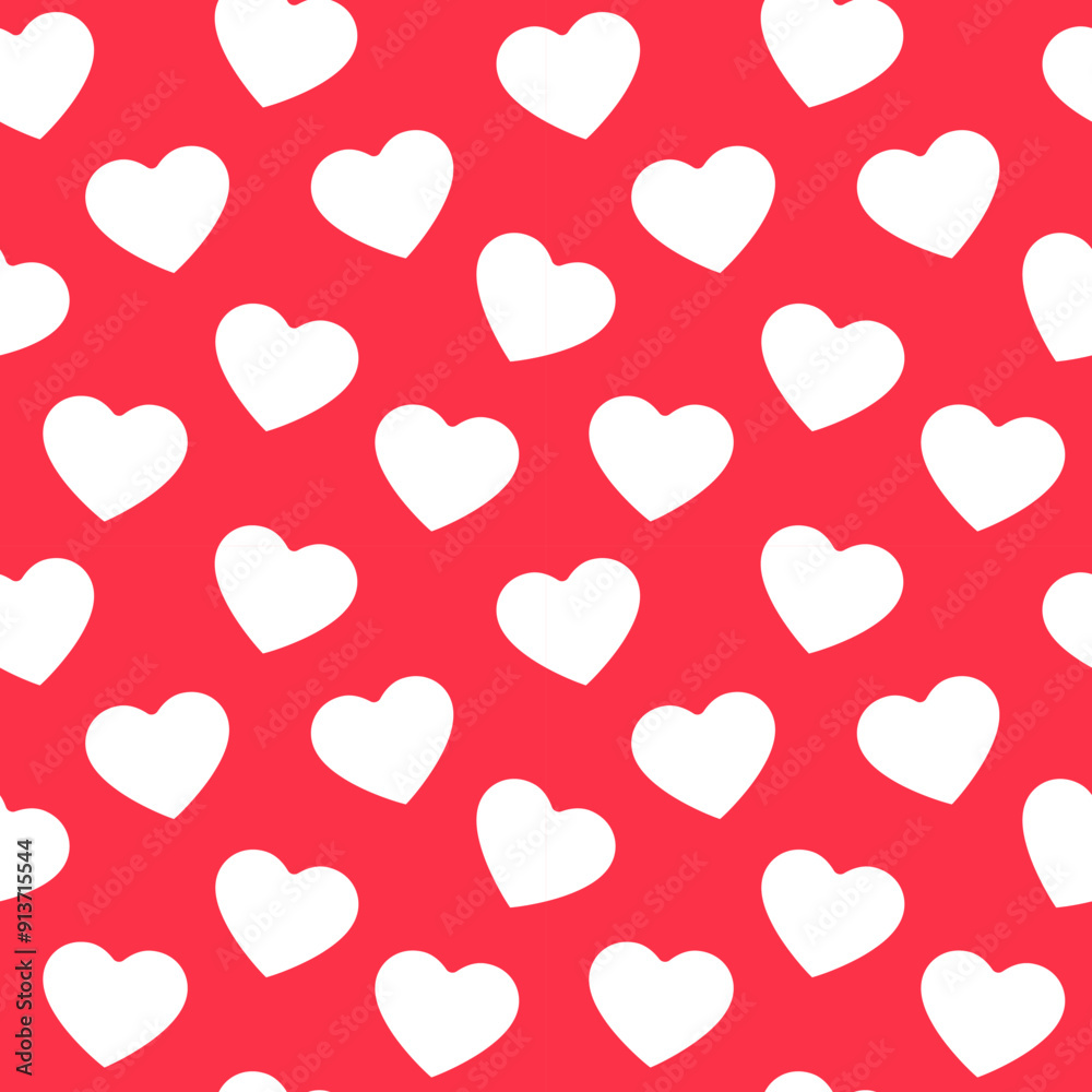 Seamless pattern of white hearts on a vibrant red backdrop, perfect for romantic and Valentine’s Day designs Seamless pattern of white hearts on a vibrant red backdrop, perfect for romantic and Valentine’s Day designs