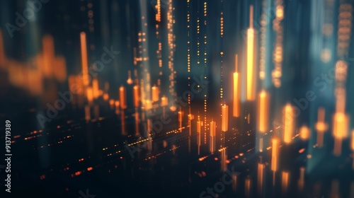 A realistic 3D graph of metallic candlestick trading. 