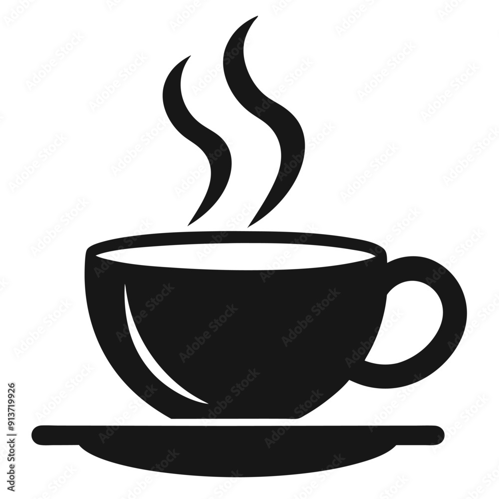 Coffee cup black and white silhouette vector on white transparent background Coffee cup black and white silhouette vector on white transparent background
