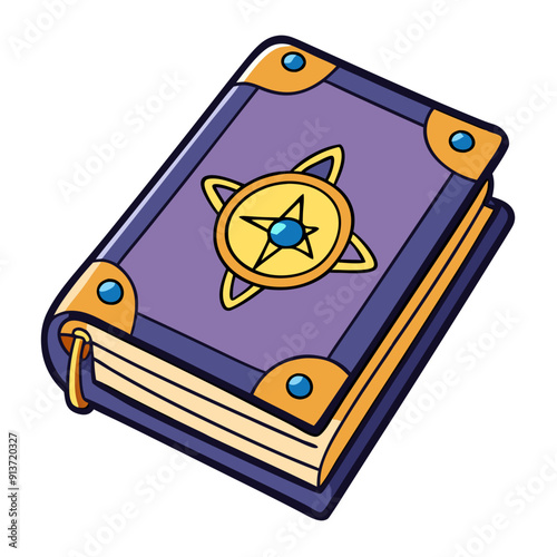 Grimoire with Magic Symbols. Vector Illustration Without Background