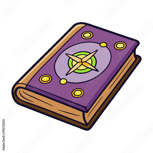Grimoire with Magic Symbols. Vector Illustration Without Background