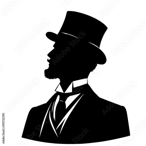 Silhouette old gentlemen with hat vector illustration 