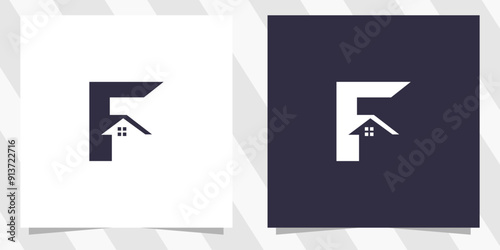 letter f with home logo design vector