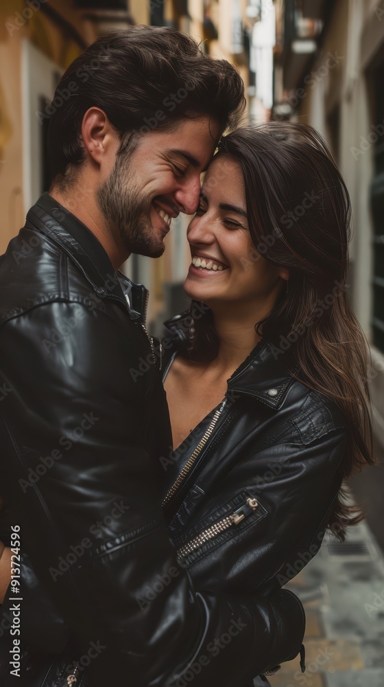 a man and woman hugging in an alleyway a man and woman hugging in an alleyway