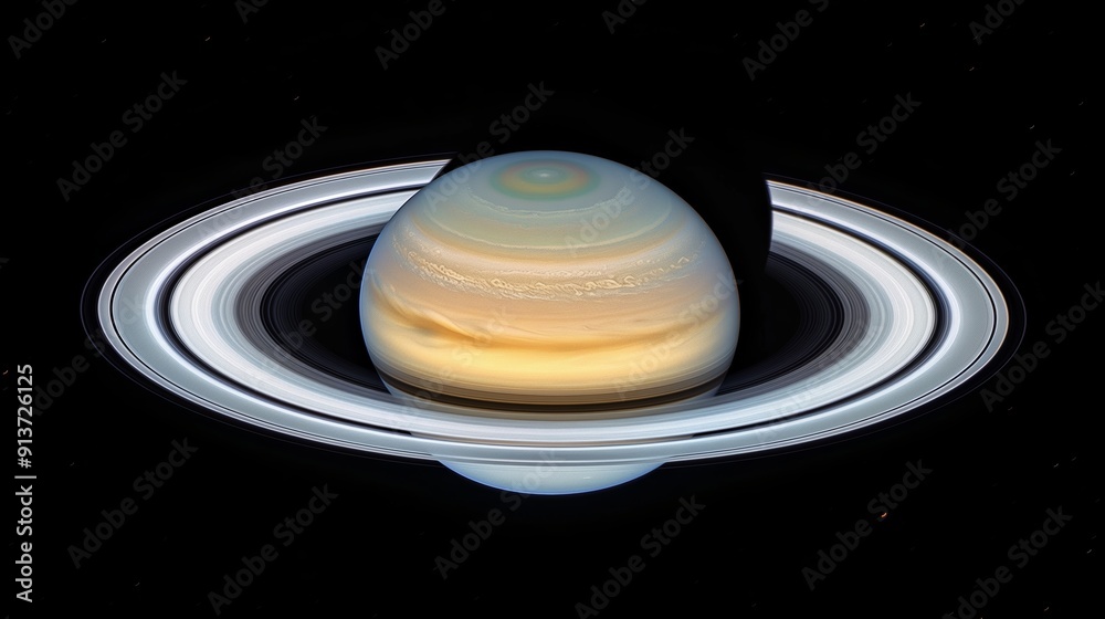 Stunning Close-Up View of Saturn Displaying Its Iconic Rings and Atmosphere During a Clear Night Sky Stunning Close-Up View of Saturn Displaying Its Iconic Rings and Atmosphere During a Clear Night Sky