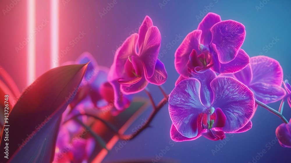 Fototapeta premium Two beautiful pink orchids wallpaper