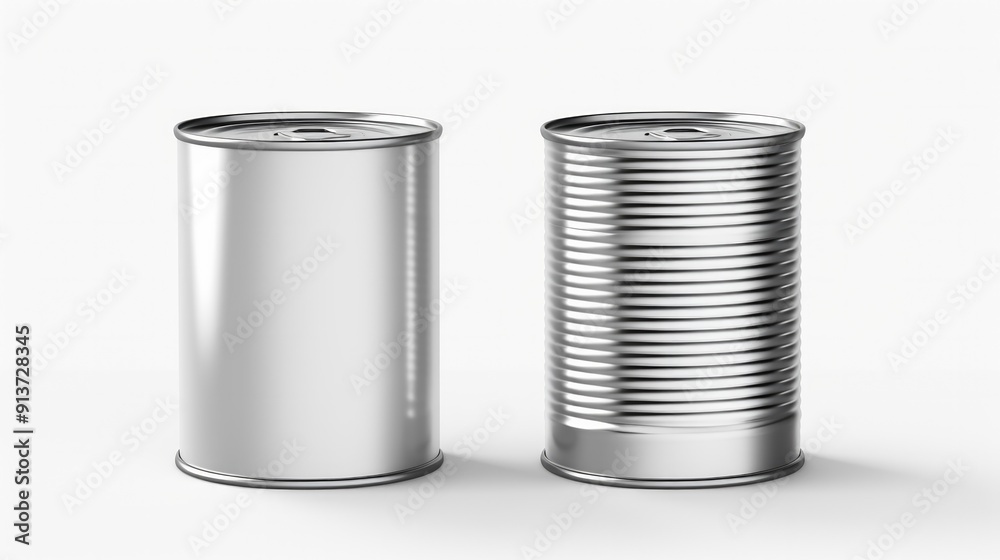 Closed new tin can isolated on white mockup for design. Neural network ai generated art Closed new tin can isolated on white mockup for design. Neural network ai generated art
