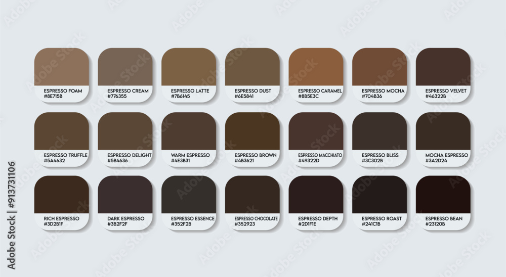 Espresso Color Palette, Espresso Color Guide Palette with Color Names ...