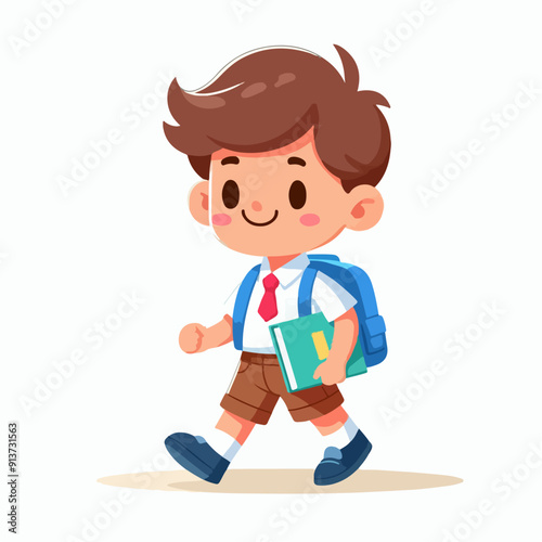 cartoon school child flat illustration