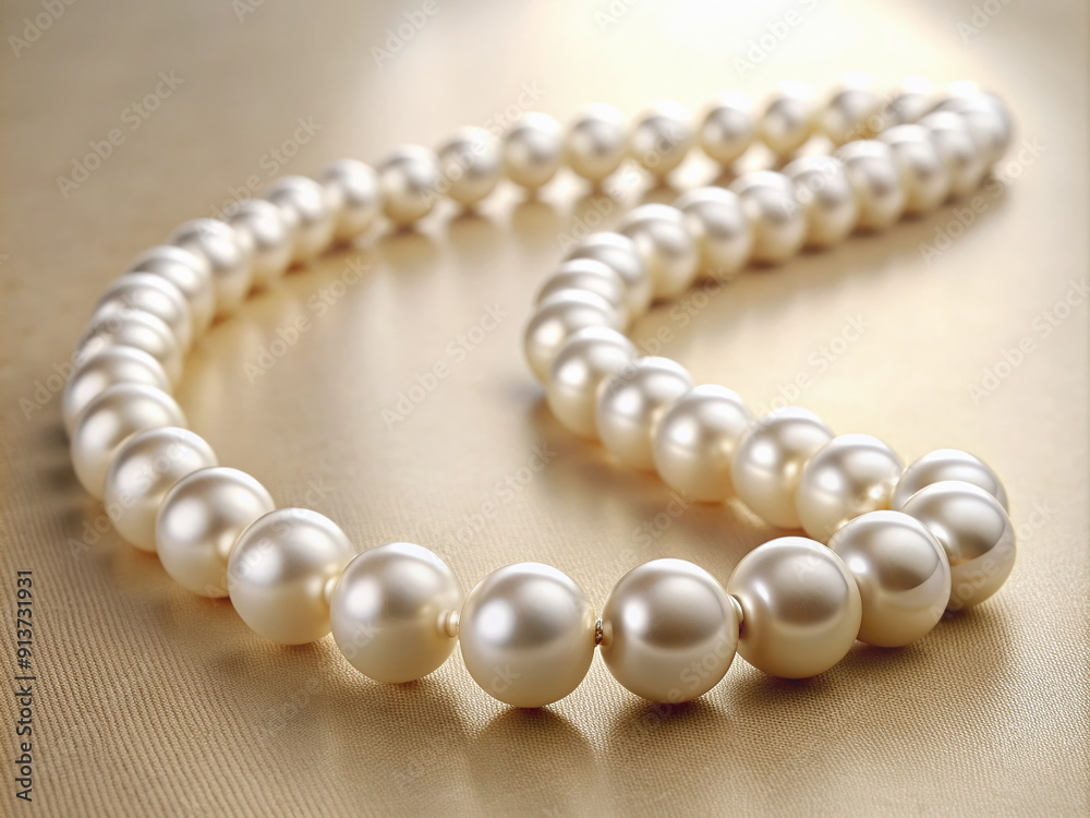Elegant white pearl chain necklace lies beautifully arranged on a soft, creamy HD background, showcasing its intricate details and sophisticated charm in high definition. Elegant white pearl chain necklace lies beautifully arranged on a soft, creamy HD background, showcasing its intricate details and sophisticated charm in high definition.
