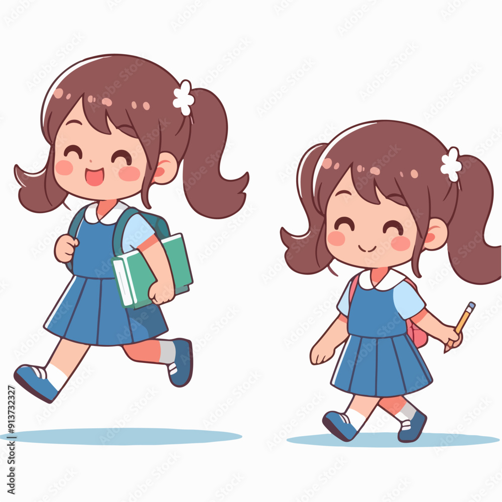 cartoon school child flat illustration cartoon school child flat illustration