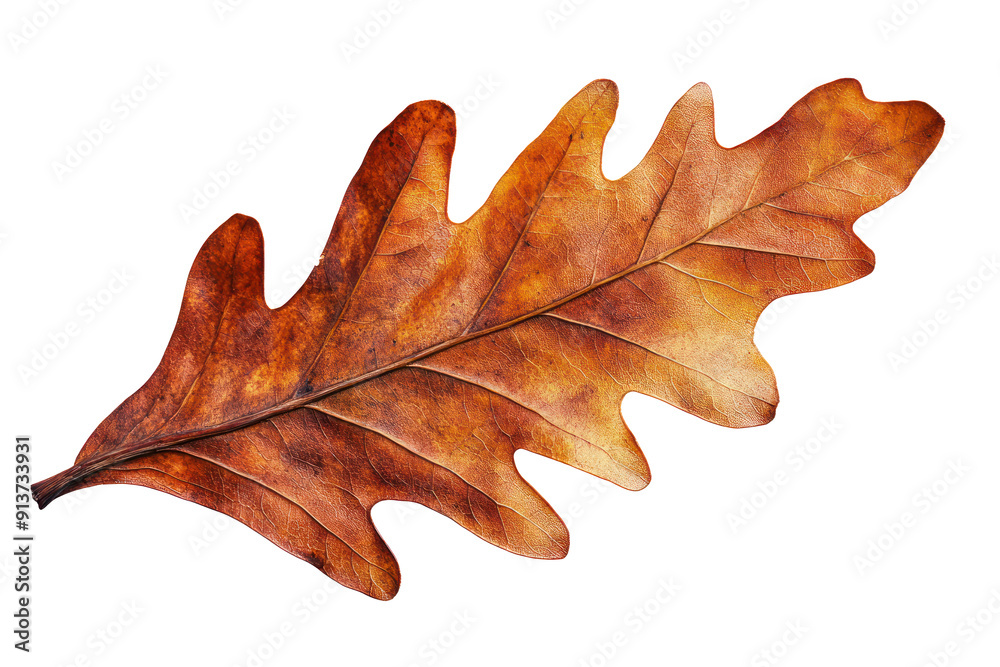 detailed autumn oak leaf with rich brown tones isolated on transparent or white background, clipping path, cut out detailed autumn oak leaf with rich brown tones isolated on transparent or white background, clipping path, cut out