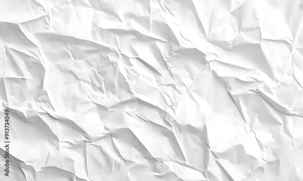 Fototapeta premium High Contrast White Crumpled and Creased Paper Poster Texture