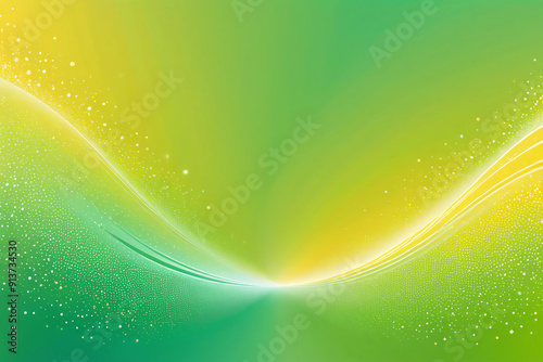 Abstract Green and Yellow Gradient Background with simple Light Wave and small white dots