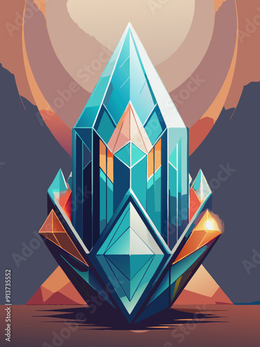 Surreal Crystal Gemstones Against a Dusk Landscape