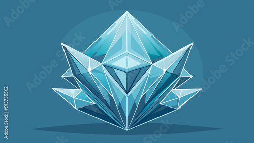 Majestic Blue Crystal Illustration on Dark Background