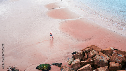 person walking on the beach