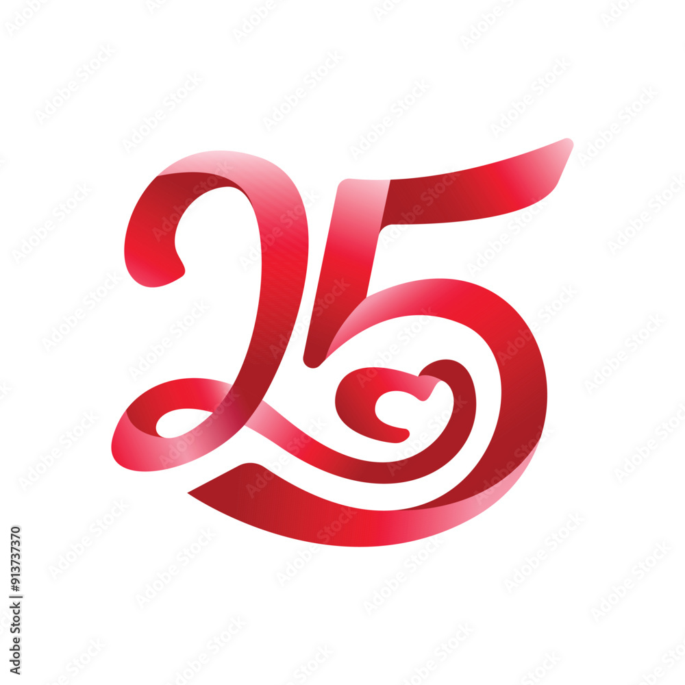 25 Years Anniversary Vector Template Design Illustration. 25 logo with gradient red 25 Years Anniversary Vector Template Design Illustration. 25 logo with gradient red
