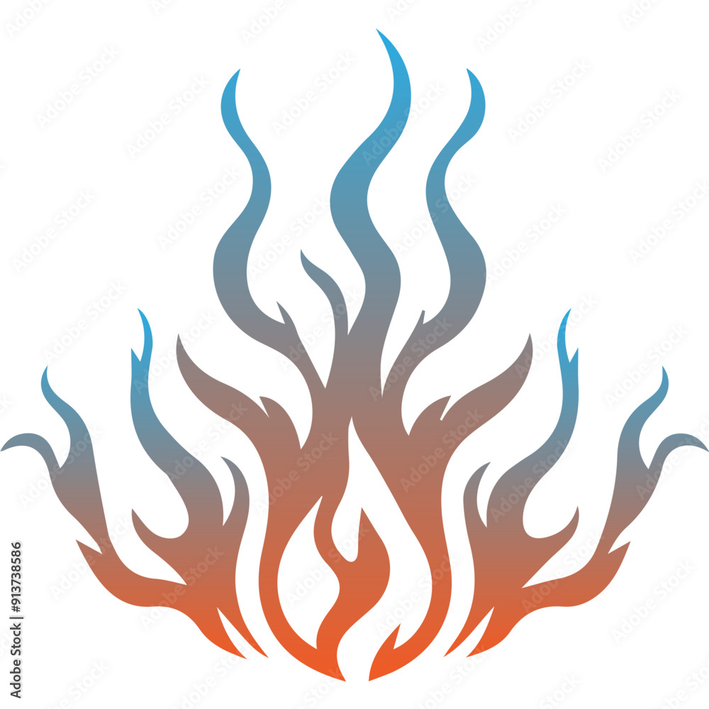 gradient orange and blue fire vector flat design 