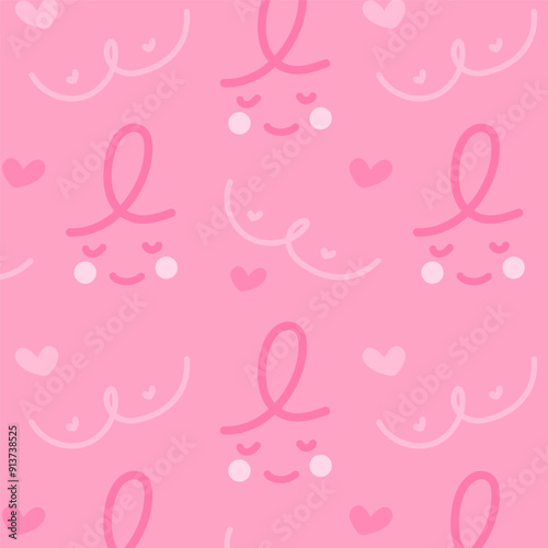 Vector pink ribbon pattern background for breast cancer awareness campaign