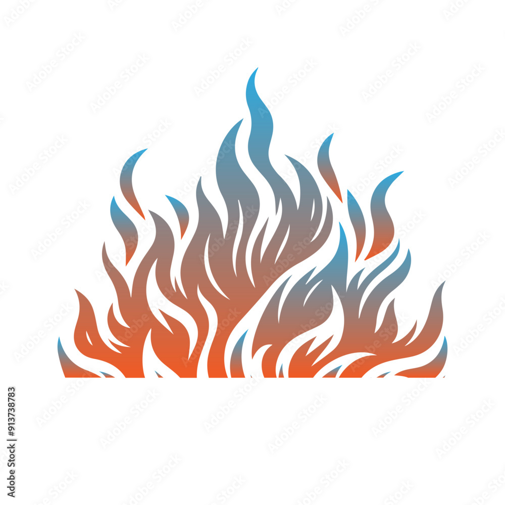 gradient orange and blue fire vector flat design gradient orange and blue fire vector flat design