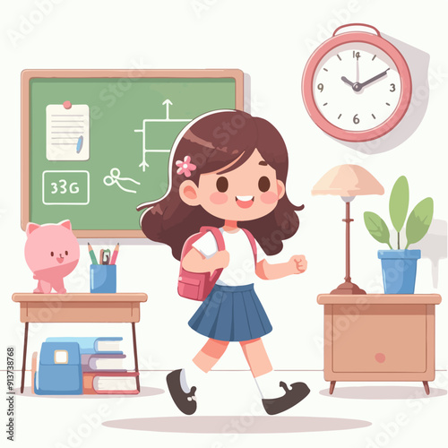 cartoon school child flat illustration