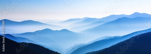 Serene Blue Mountains with Misty Layers