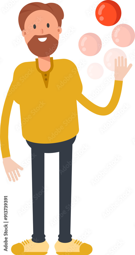Beard Man Character Playing Ball
Beard Man Character Playing Ball