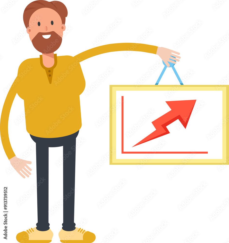 Beard Man Character Holding Arrow Chart
Beard Man Character Holding Arrow Chart
