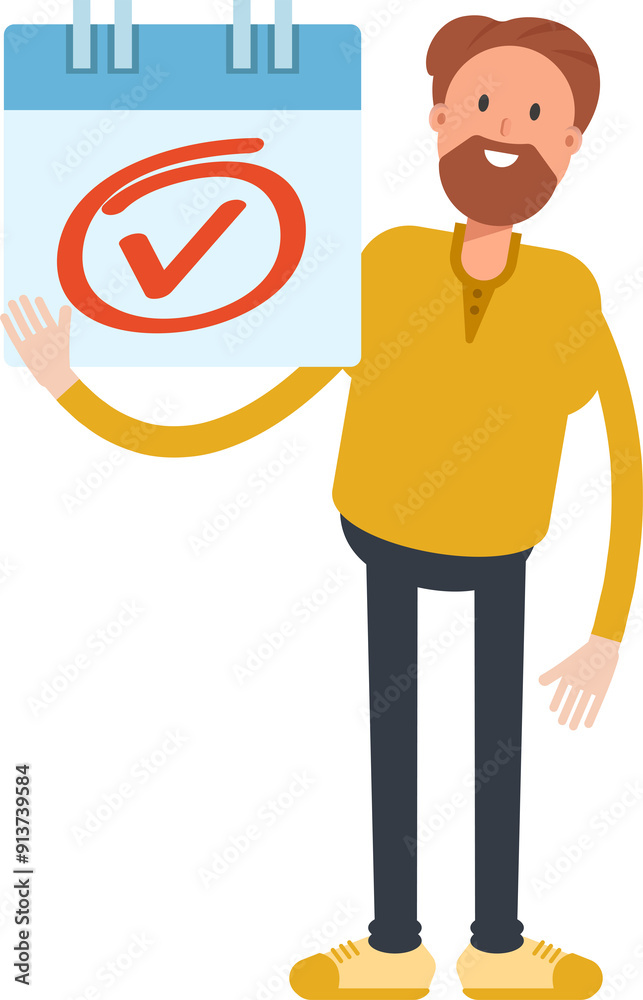 Beard Man Character and Check Mark Sign
Beard Man Character and Check Mark Sign