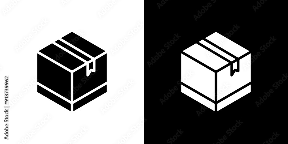 Box icon Flat vector set outline Box icon Flat vector set outline