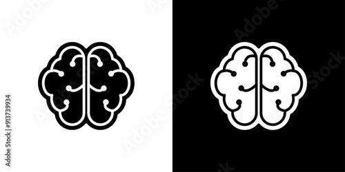 Brain circuit icon Flat vector set outline