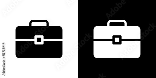 Briefcase icon Flat vector set outline