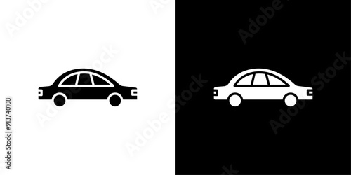 Car side view icon Flat vector set outline