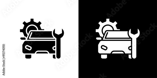 Car mechanic icon Flat vector set outline