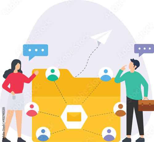 Email Networking, Email marketing campaign. sending messages via a marketing automation system. Email marketing concept.

