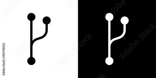 Code branch icon Flat vector set outline