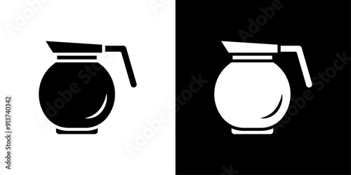 Coffee pot icon Flat vector set outline