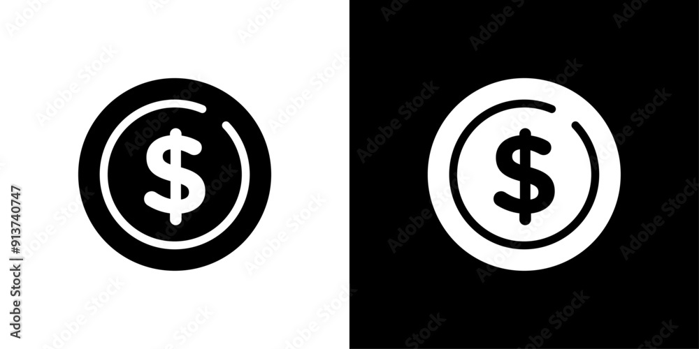 Dollar icon Flat vector set outline Dollar icon Flat vector set outline