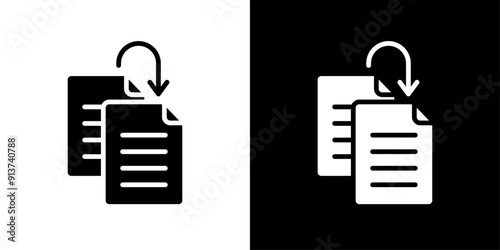 Duplicate icon Flat vector set outline