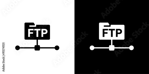 FTP icon Flat vector set outline