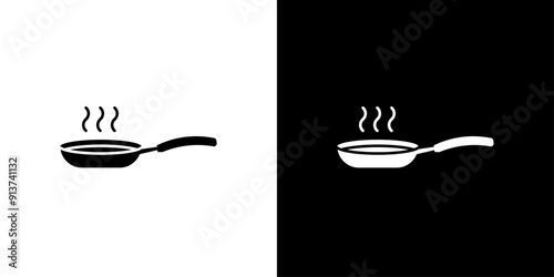 Frying pan icon Flat vector set outline