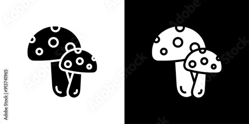 Mushroom icon Flat vector set outline