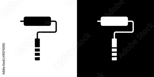 Paint roller icon Flat vector set outline